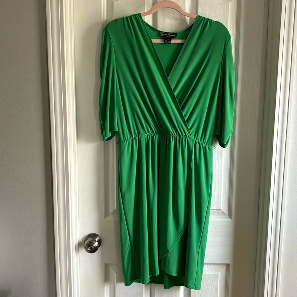 Jessica Howard Green Faux Wrap Dress Size 12